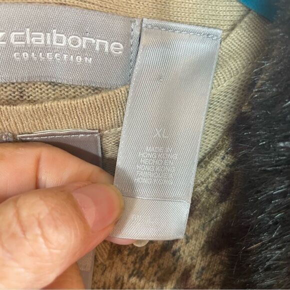 Liz Claiborne Collection Petite Lion Print L/S Faux Neck Button Down
Sweater - Picture 3 of 8